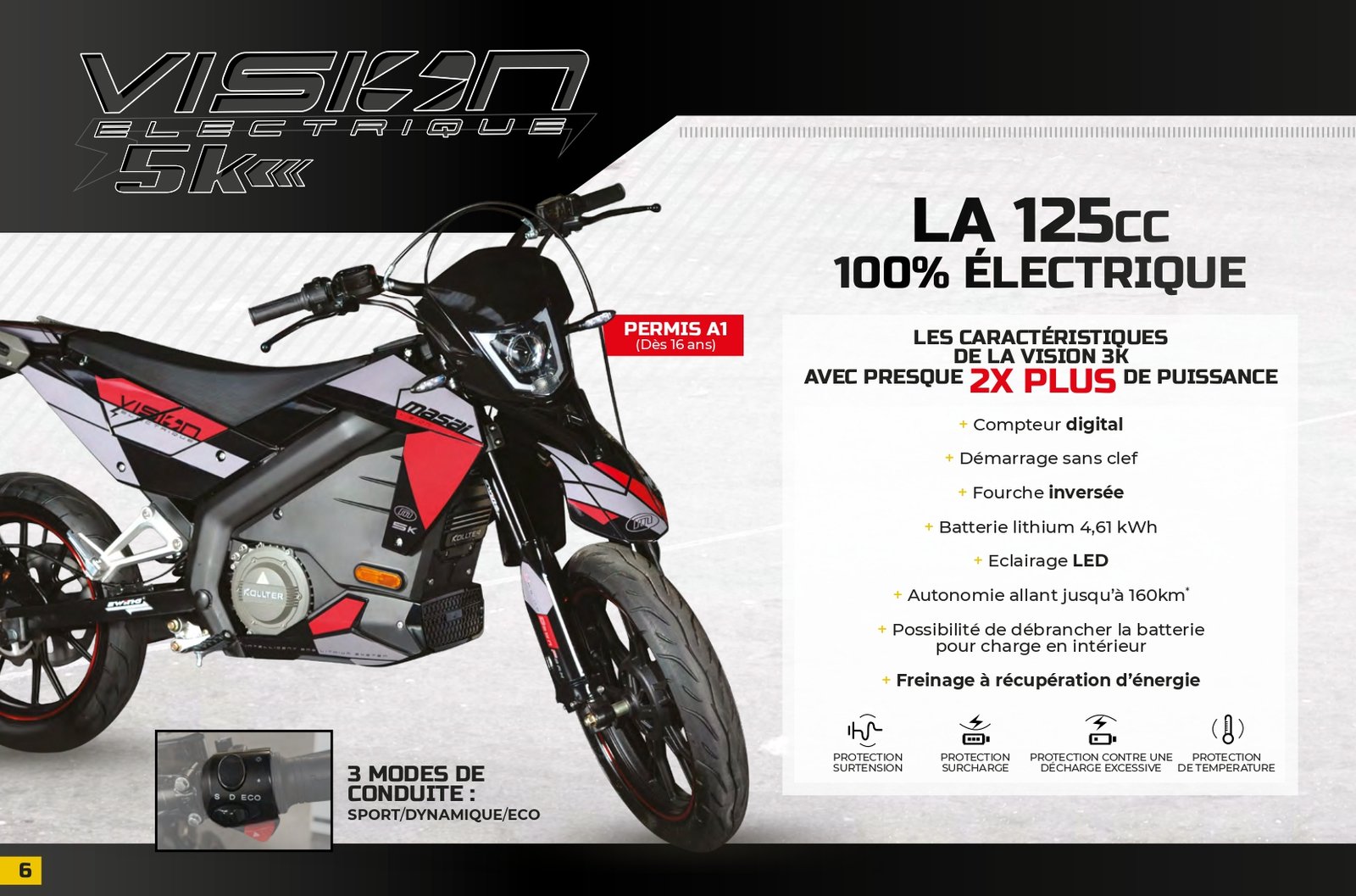 Moto electrique Masai Vision 5K - noir