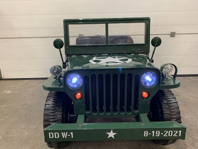 Jeep électrique willys army 24 V - 4 x 90 Watts (3 places) - vert