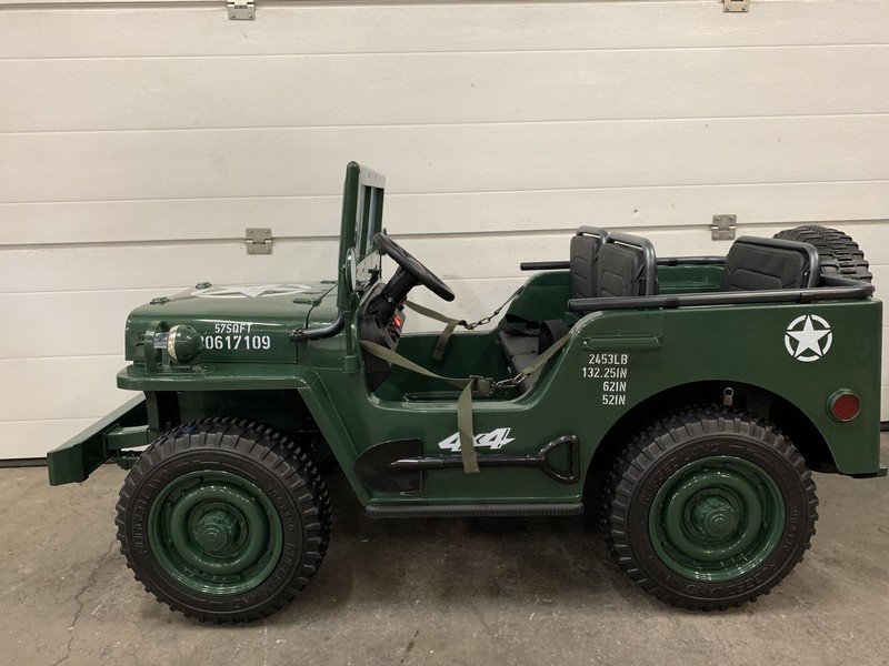 Jeep électrique willys army 24 V - 4 x 90 Watts (3 places) - vert